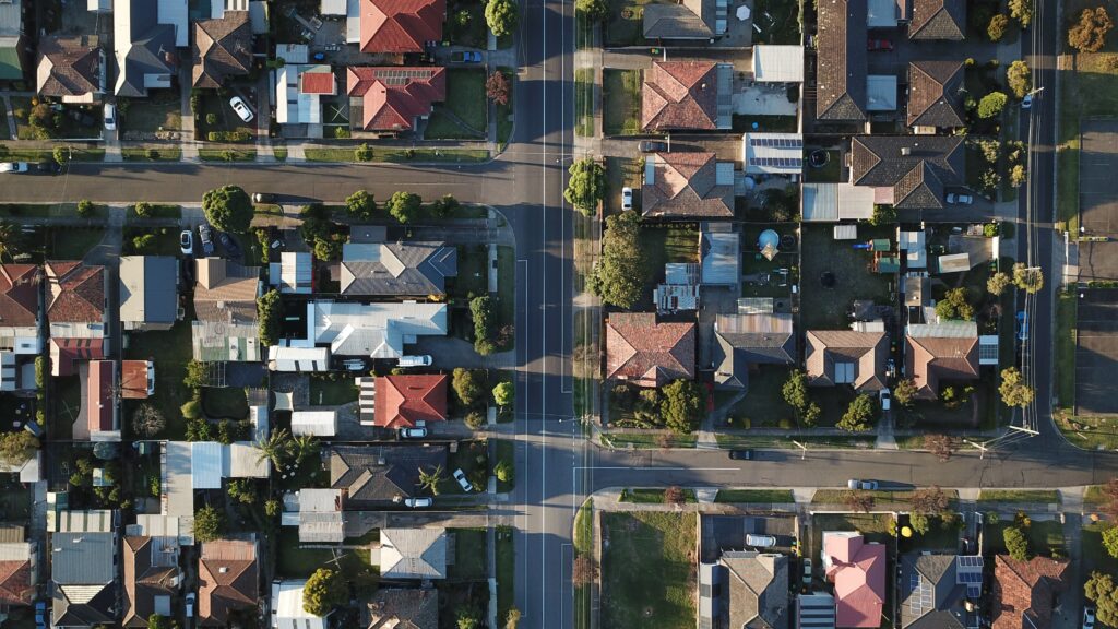 aerial view of neighborhood