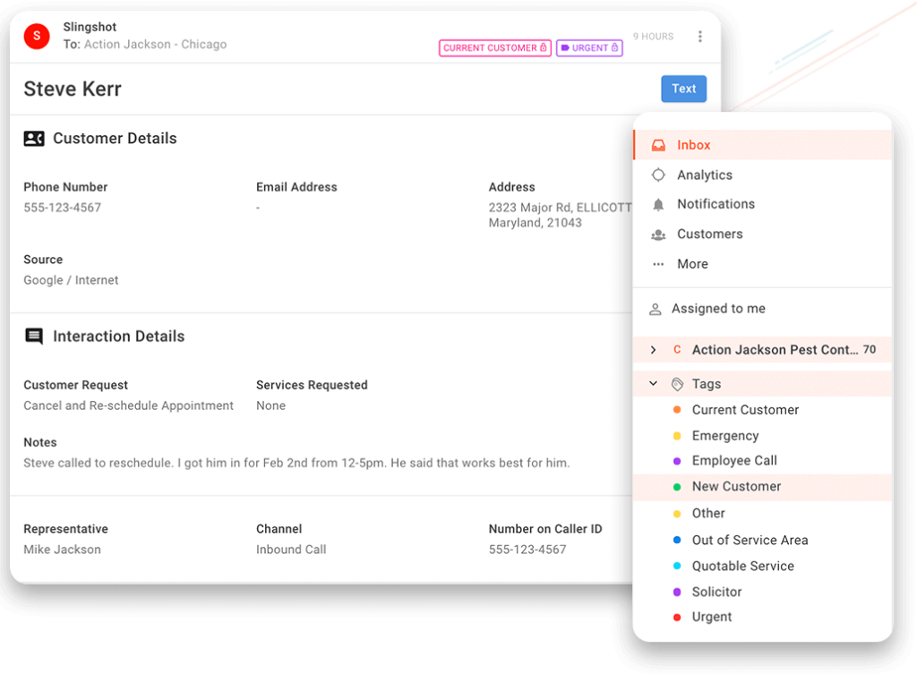 Slingshot answering service software
